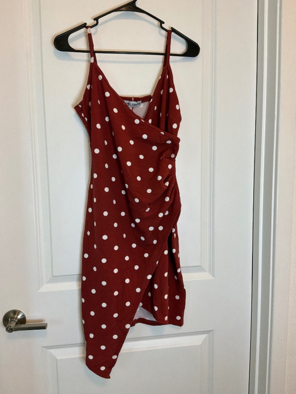 Almost Famous Rust Polka Dot Wrap Midi Dress